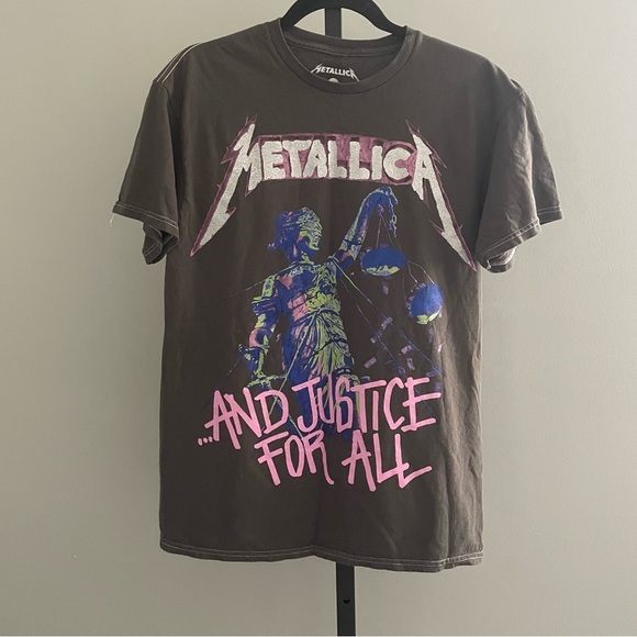 Metallica Justice For All Washed T-Shirt Black Wash Size Small - Picture 3 of 4